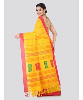 Yellow Cotton Hand Woven Bengal Handloom Saree 3