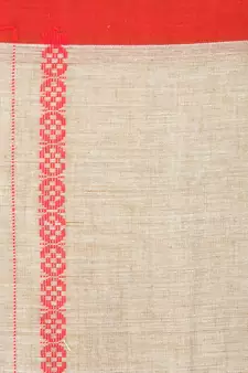 Beige cotton hand woven   saree