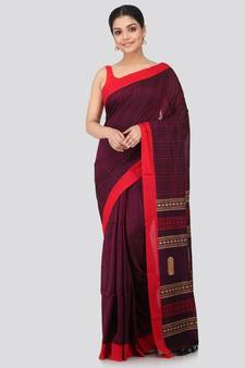 Blue cotton hand woven   saree