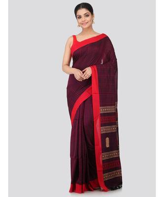 Blue cotton hand woven   saree 1