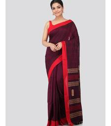 Blue cotton hand woven   saree