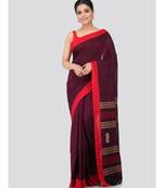 Blue cotton hand woven   saree