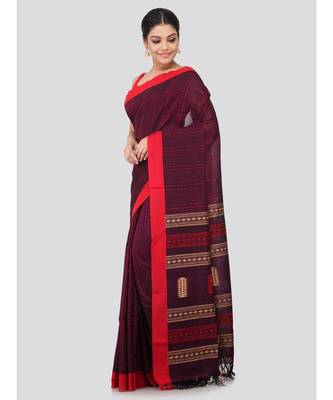 Blue cotton hand woven   saree 2