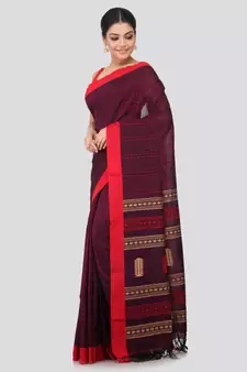 Blue cotton hand woven   saree