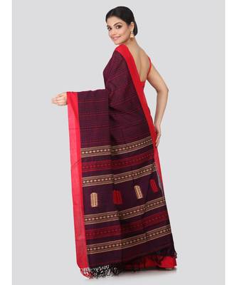 Blue cotton hand woven   saree 3
