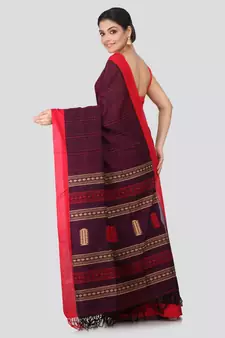 Blue cotton hand woven   saree