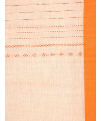 Beige cotton hand woven   saree 4