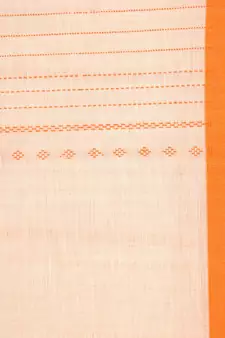 Beige cotton hand woven   saree