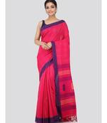Pink cotton hand woven   saree
