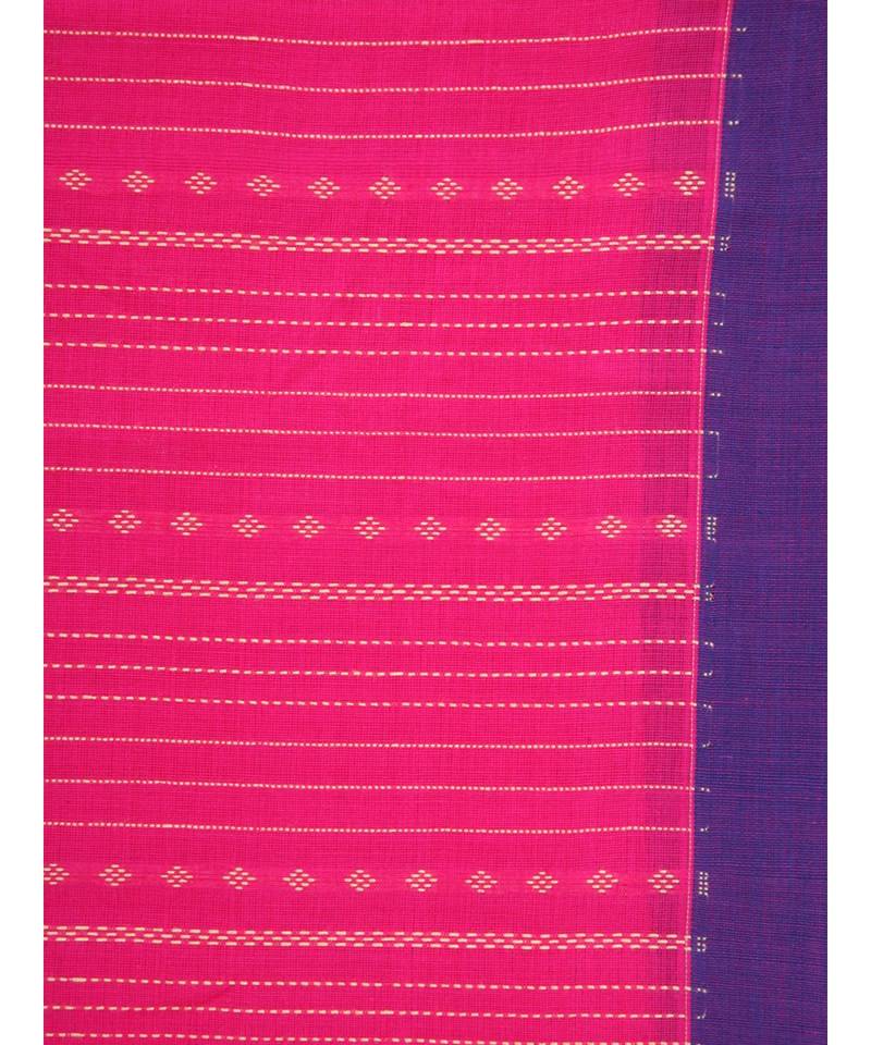 Pink cotton hand woven   saree