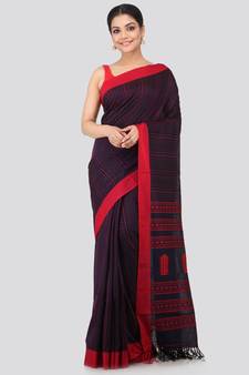 Blue cotton hand woven   saree