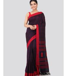 Blue cotton hand woven   saree