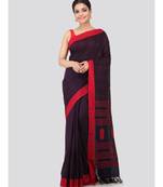 Blue cotton hand woven   saree