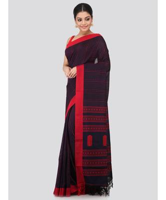 Blue cotton hand woven   saree 2