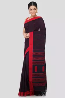 Blue cotton hand woven   saree
