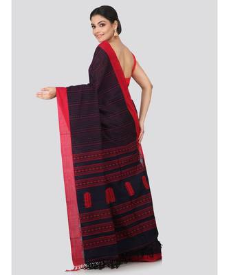 Blue cotton hand woven   saree 3