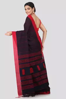 Blue cotton hand woven   saree