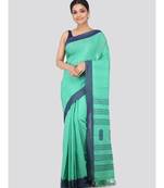 Green cotton hand woven   saree