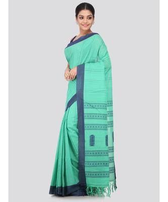 Green cotton hand woven   saree 2