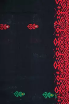 Black cotton hand woven   saree