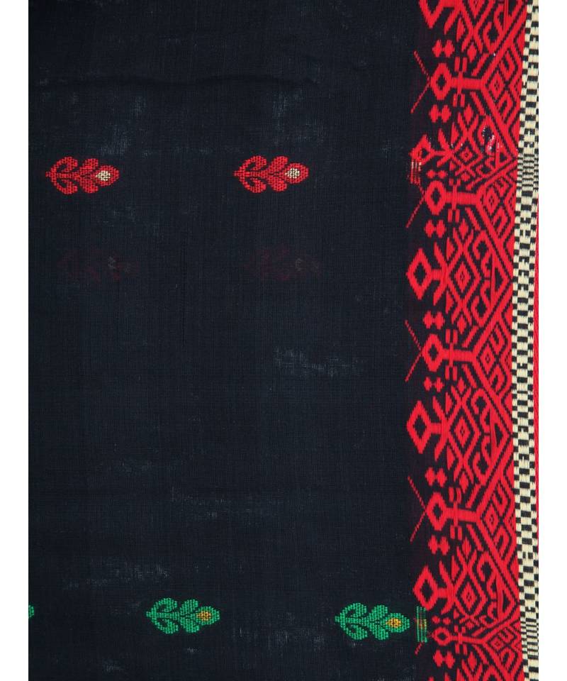 Black cotton hand woven   saree