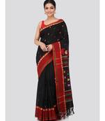Black cotton hand woven   saree