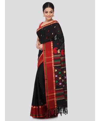 Black cotton hand woven   saree 2