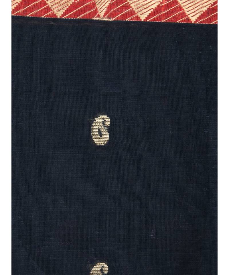 Black cotton hand woven   saree