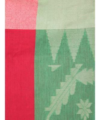 Green cotton silk hand woven   saree 4