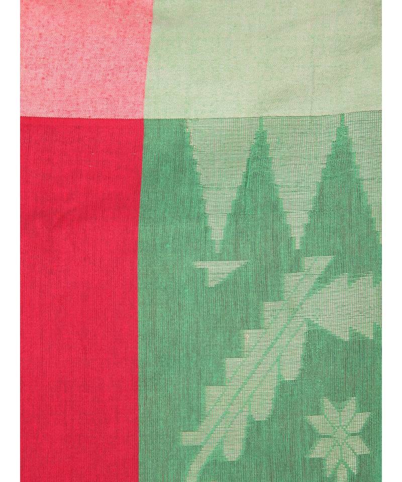 Green cotton silk hand woven   saree