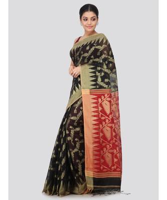 Black cotton silk hand woven   saree 2