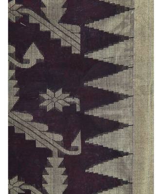 Black cotton silk hand woven   saree 4