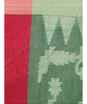 Green cotton silk hand woven   saree 4
