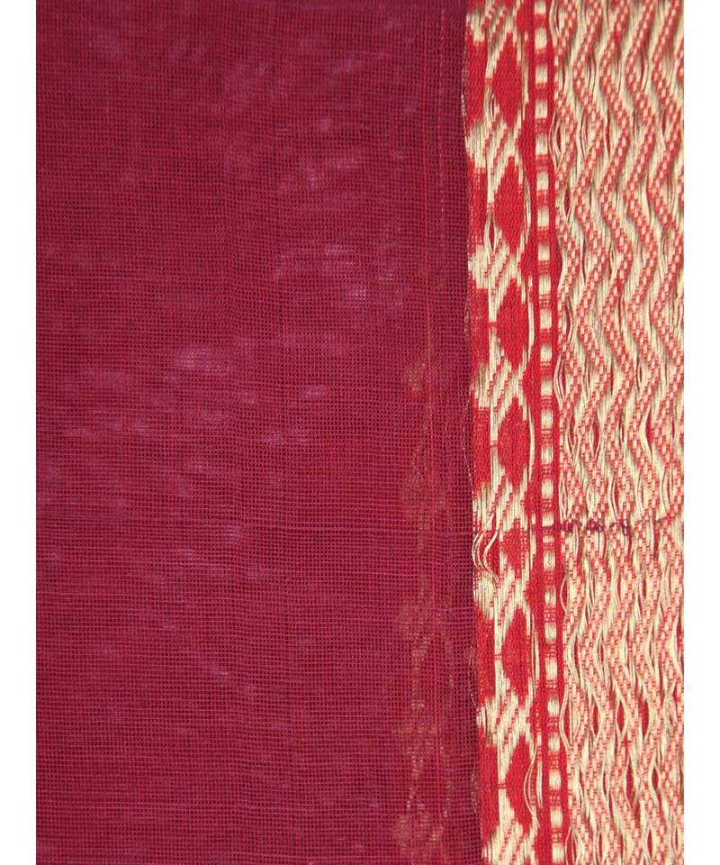Maroon cotton silk hand woven   saree