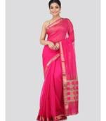 Pink cotton silk hand woven   saree