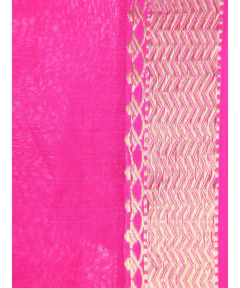 Pink cotton silk hand woven   saree