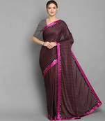 Pink  PLAIN GEORGETTE SAREE WITH BLOUSE