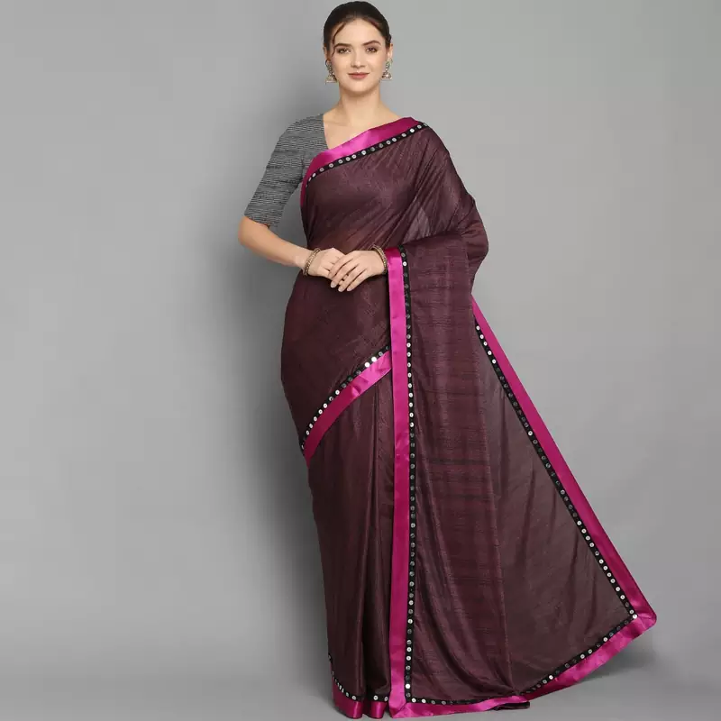 Pink  PLAIN GEORGETTE SAREE WITH BLOUSE
