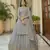Grey embroidered organza semi stitched bridal lehenga