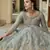 Grey embroidered organza semi stitched bridal lehenga