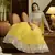 Yellow embroidered net semi stitched bridal lehenga
