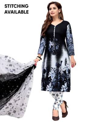 Black Printed Crepe Salwar Unstitched 1