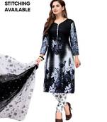 Black Printed Crepe Salwar Unstitched