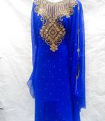 Blue embroidered georgette farasha