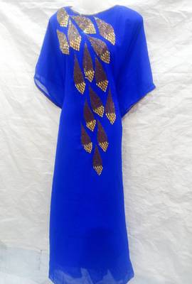 Blue embroidered georgette farasha 1
