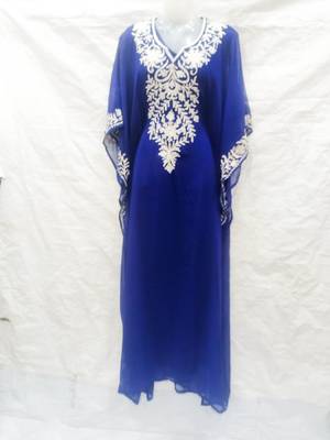 Blue embroidered georgette farasha 1