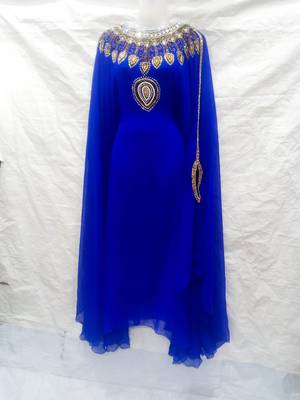 Blue embroidered georgette farasha 1
