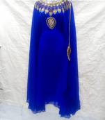 Blue embroidered georgette farasha