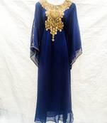 Blue embroidered georgette farasha