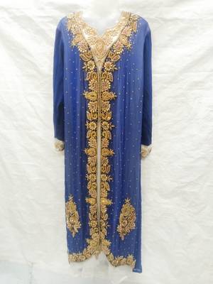 Blue embroidered georgette farasha 1